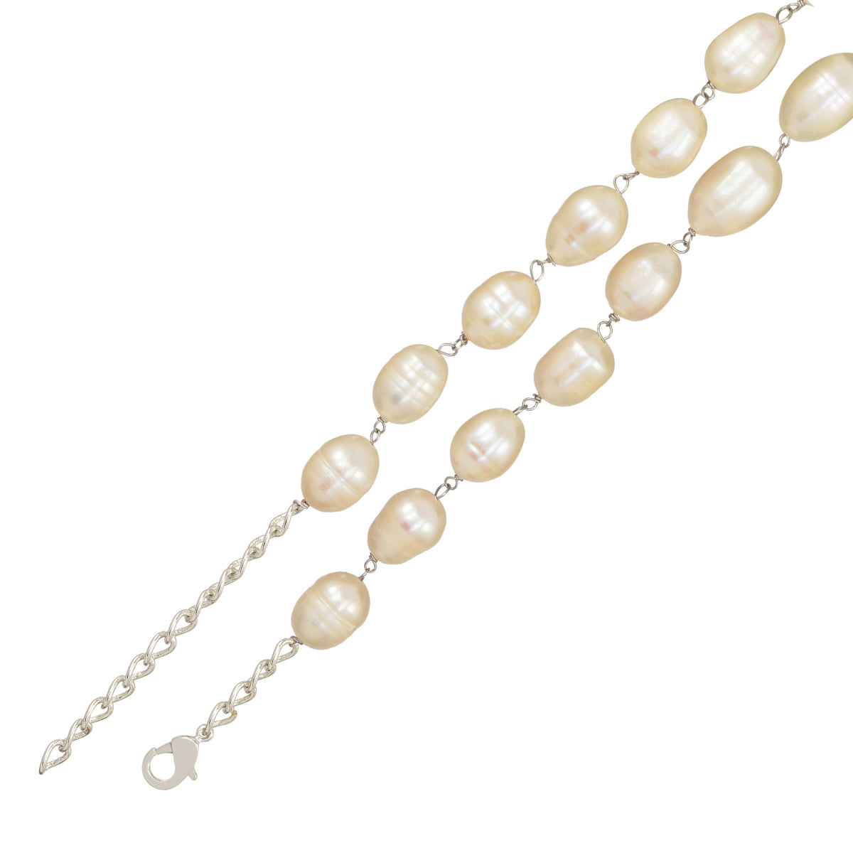 Pearl (Freshwater) & Diamond Chakri Chain - Brass