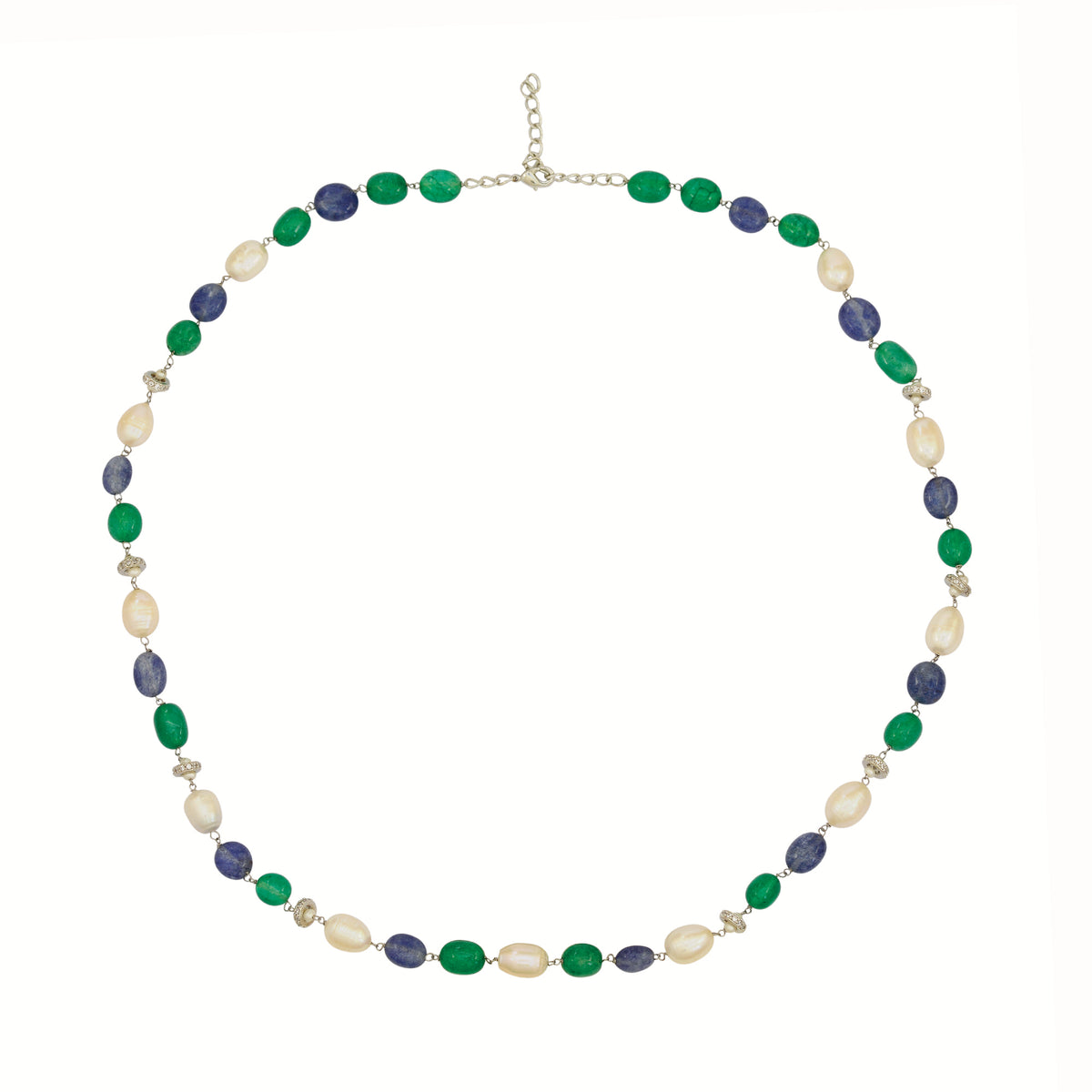 Green Blue Pearl (Freshwater) Chain - Brass