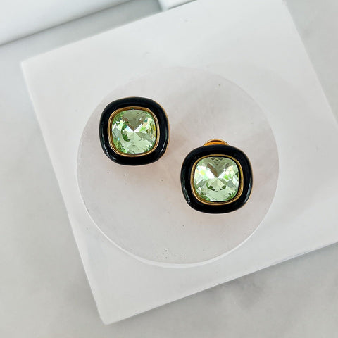 Cushion Green And Black Studs- Kesya Curates