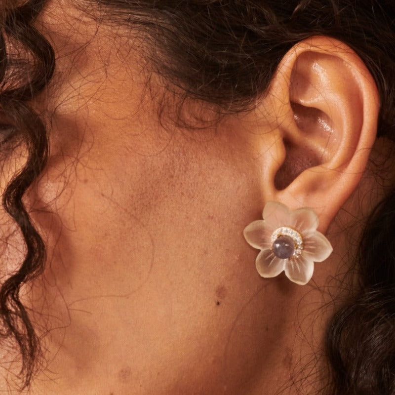 Crystal and Iolite Mini Starflower Earrings