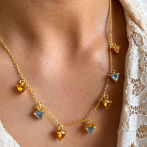 Blue & Yellow Triangle Necklace