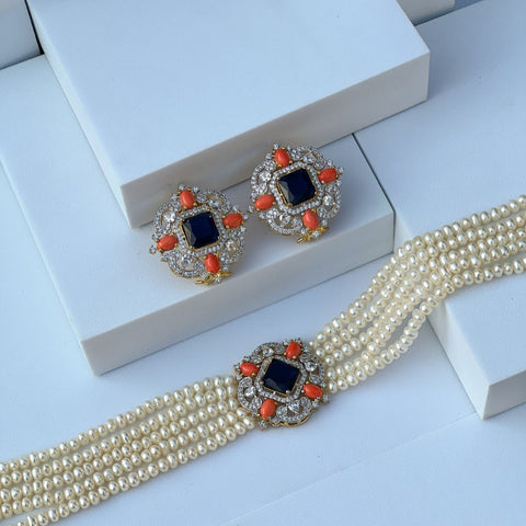 Jewelled Pearl Chocker Set - Kesya Curates