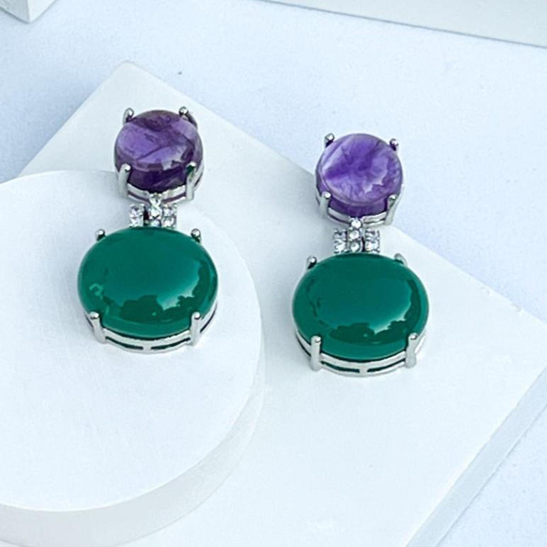 Violet Garden Gems Earrings-Kesya Curates