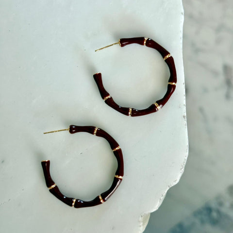 Bamboo Enamel Hoops - Kesya Curates