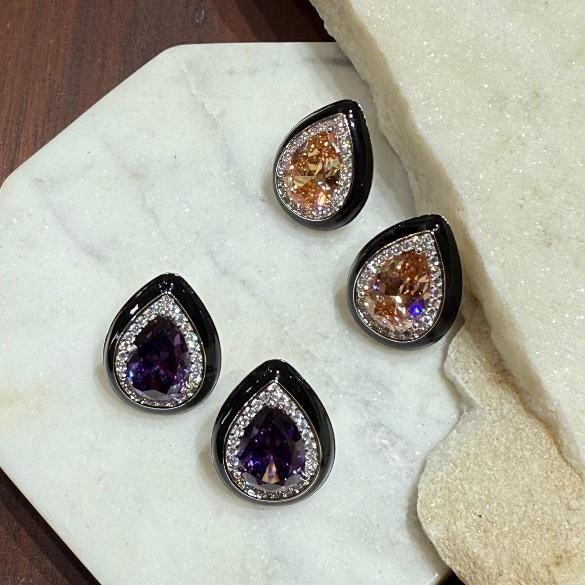 Enamel Tear Drop Earrings - Kesya Curates