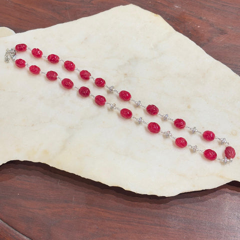 Red Pearl Chain - Brass