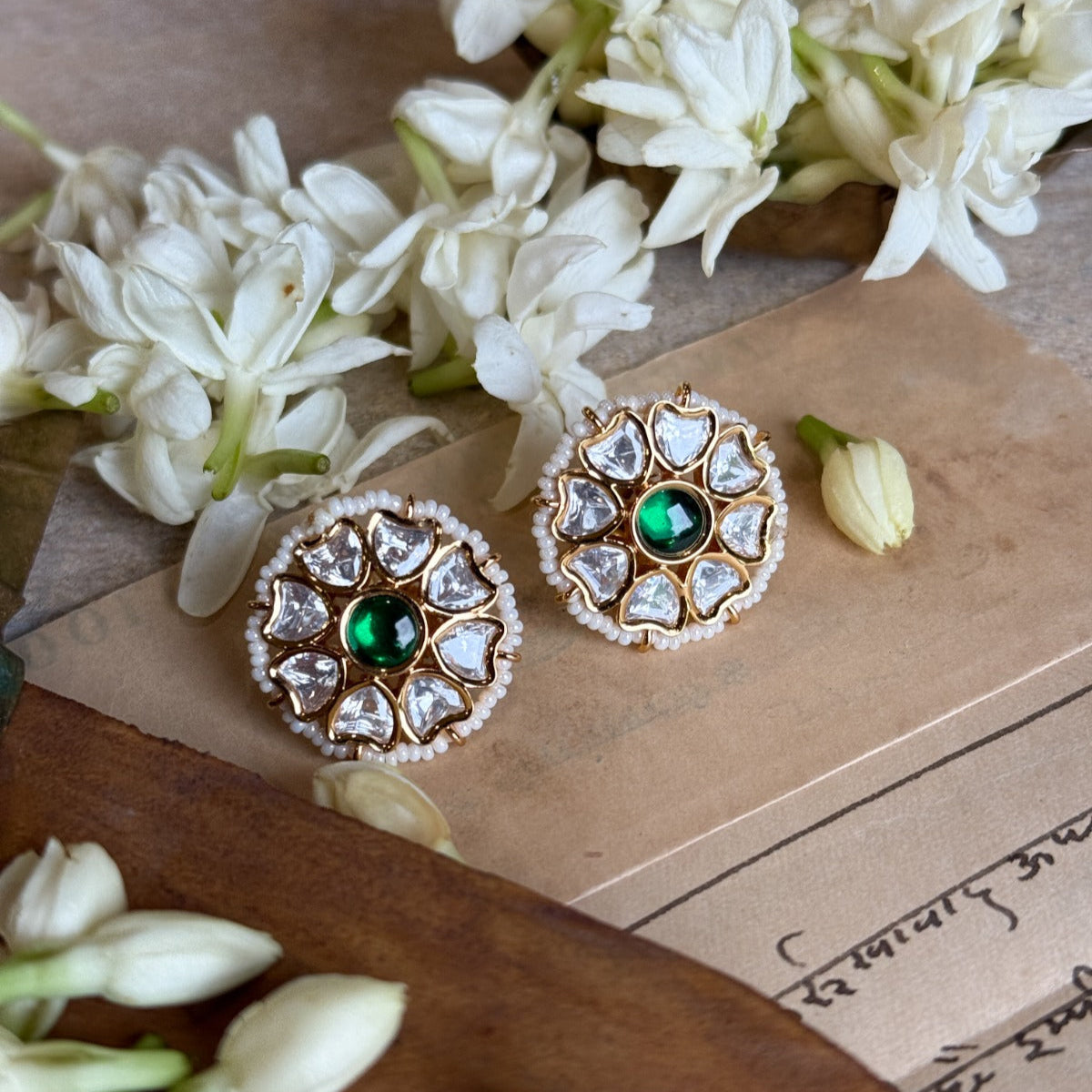 Heart Polki Studs - Kesya Curates