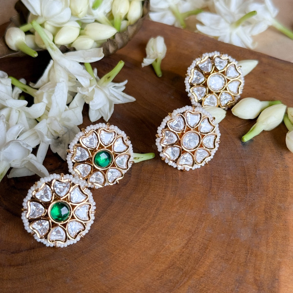 Heart Polki Studs - Kesya Curates