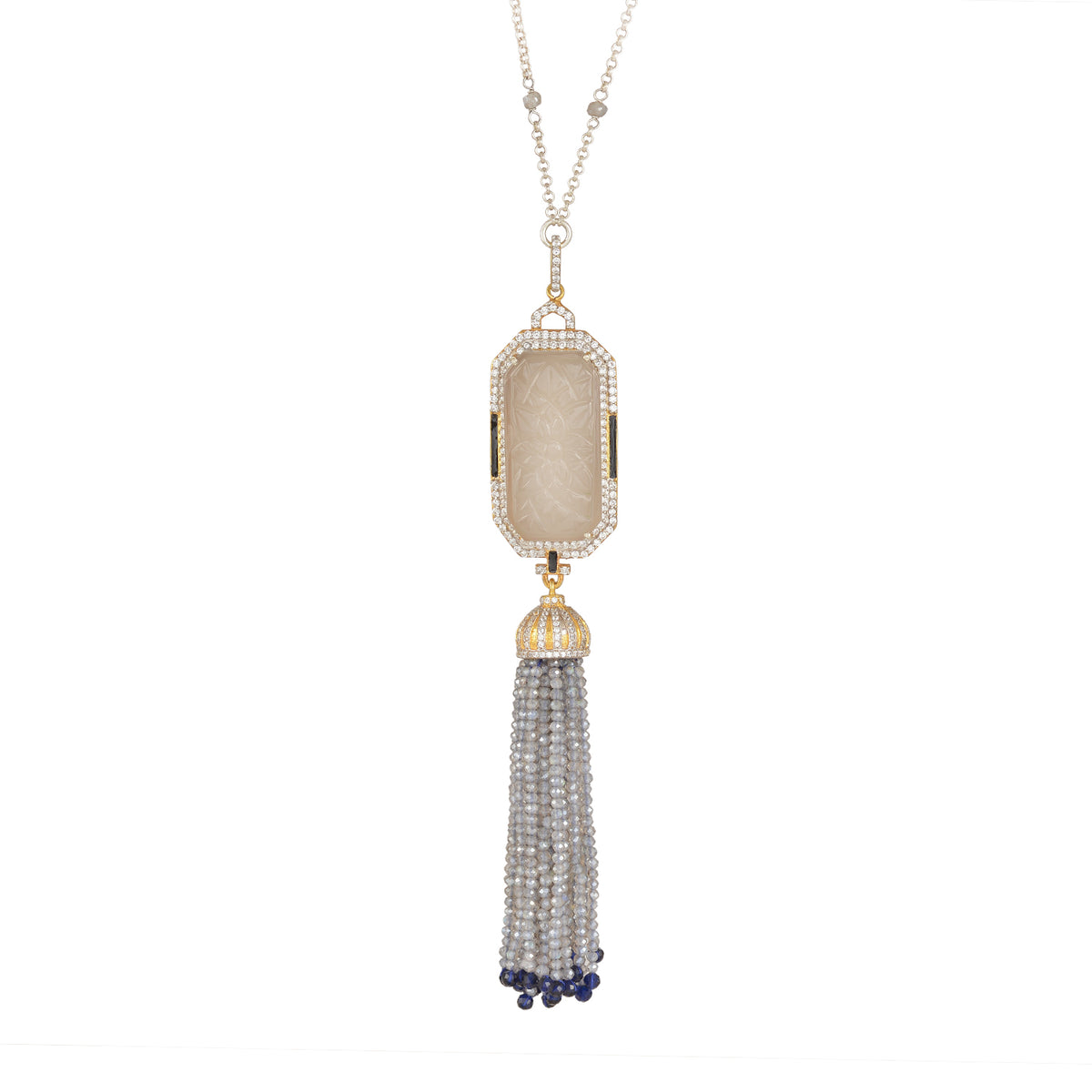 Agate & Labradorite Tassel Necklace