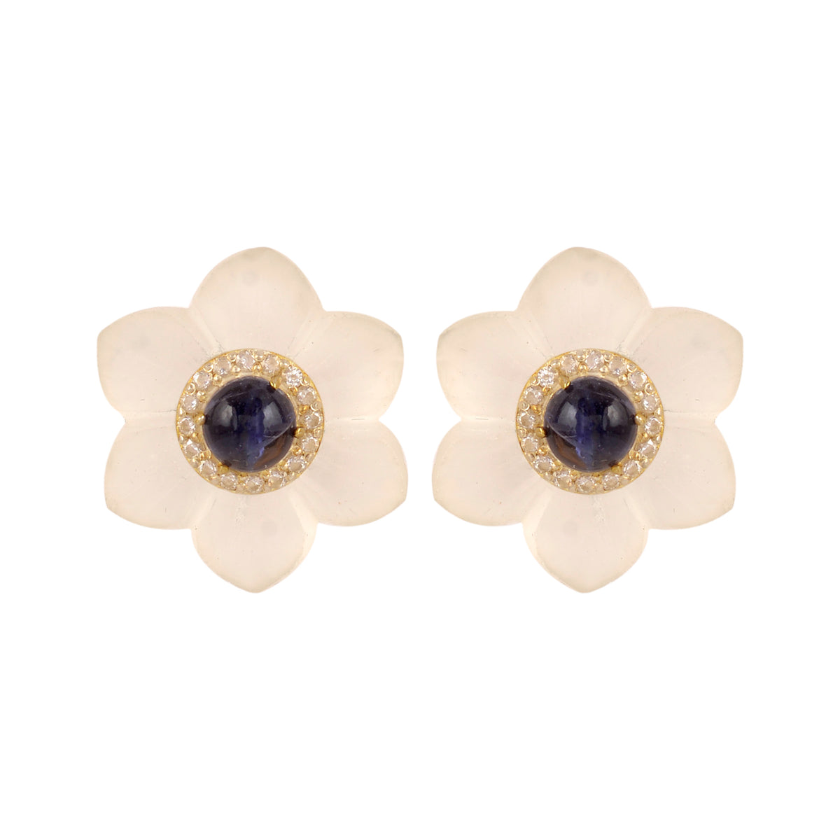 Crystal and Iolite Mini Starflower Earrings