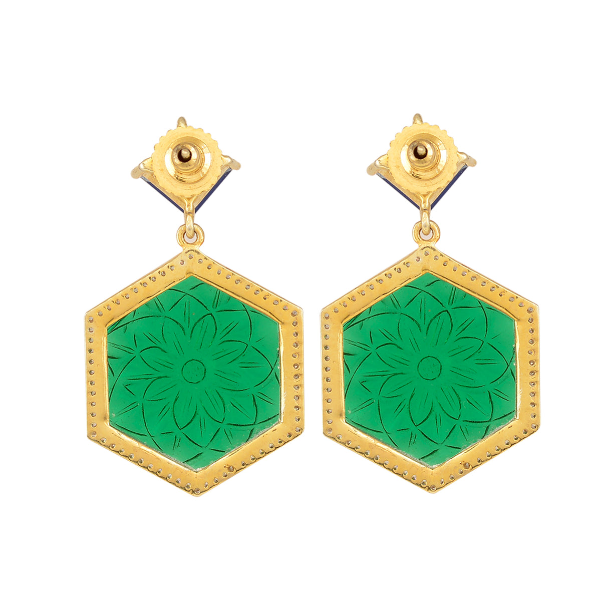 Green and Blue Incise Earrings