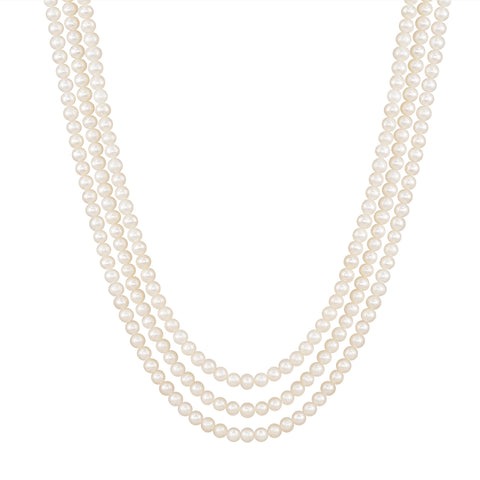 Classic Three String Pearl Necklace