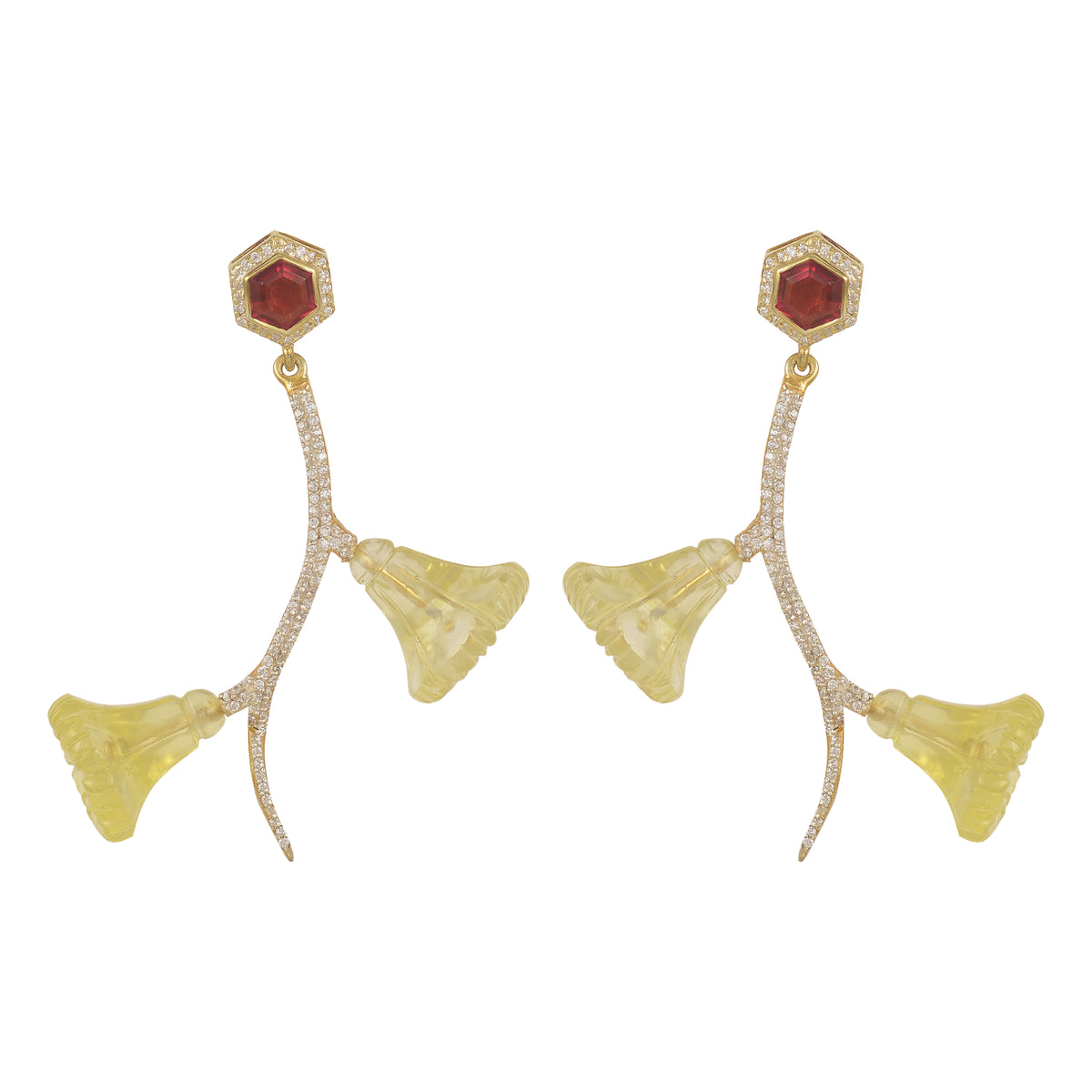 Lemon Quartz Bellflower Earrings