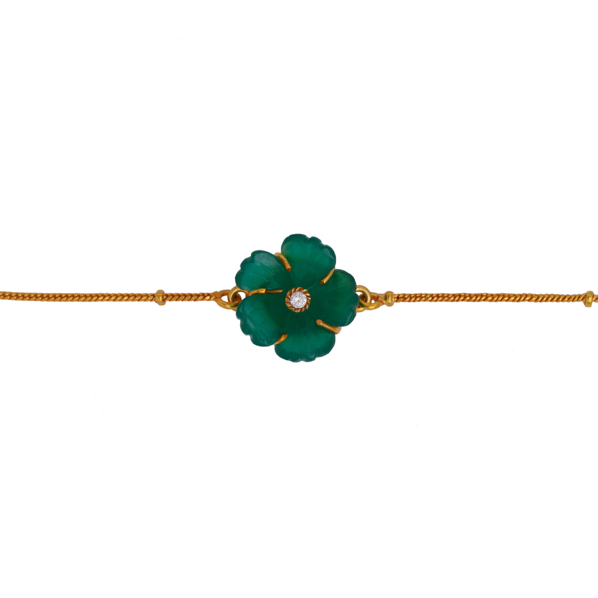 Green Carved Flower Bracelet