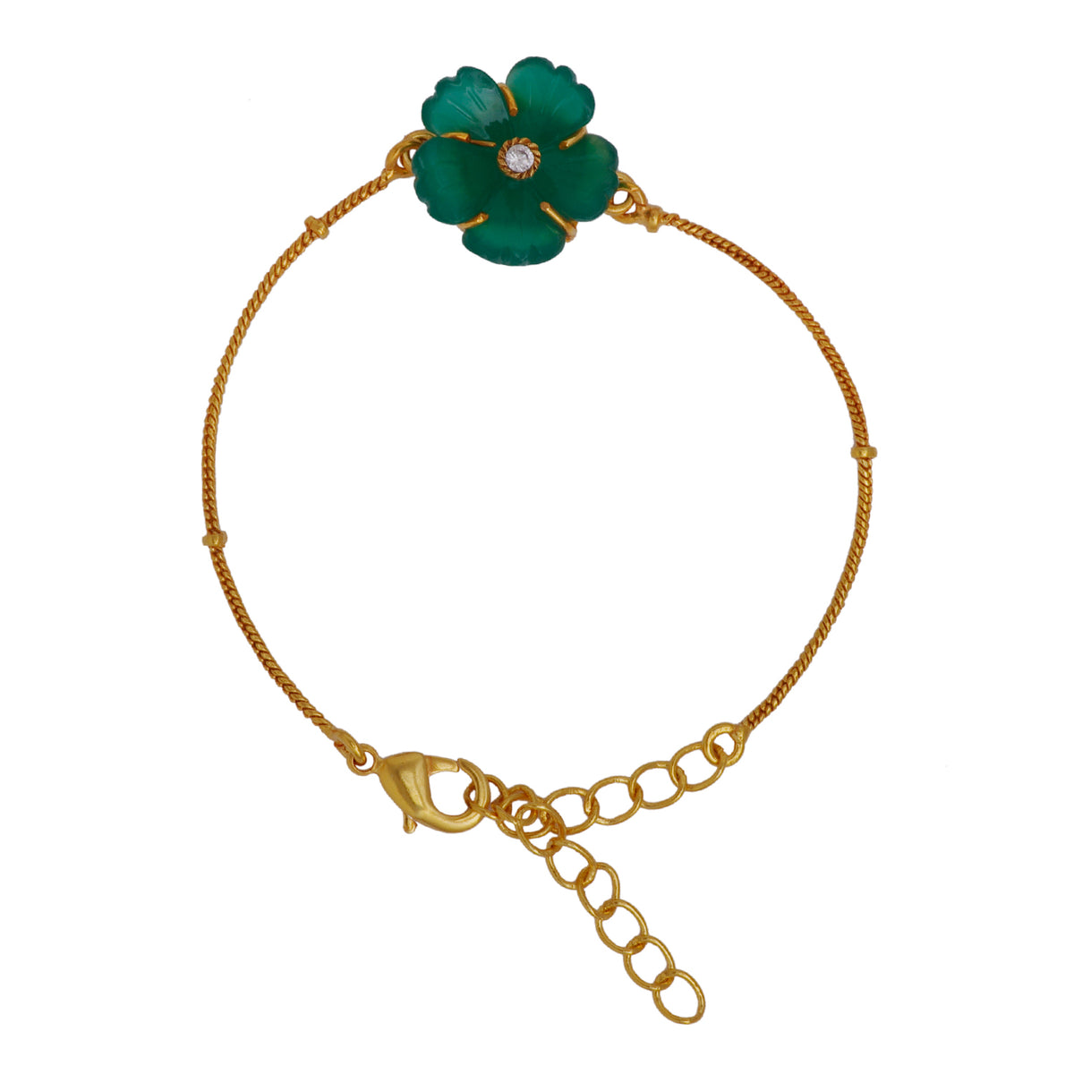 Green Carved Flower Bracelet