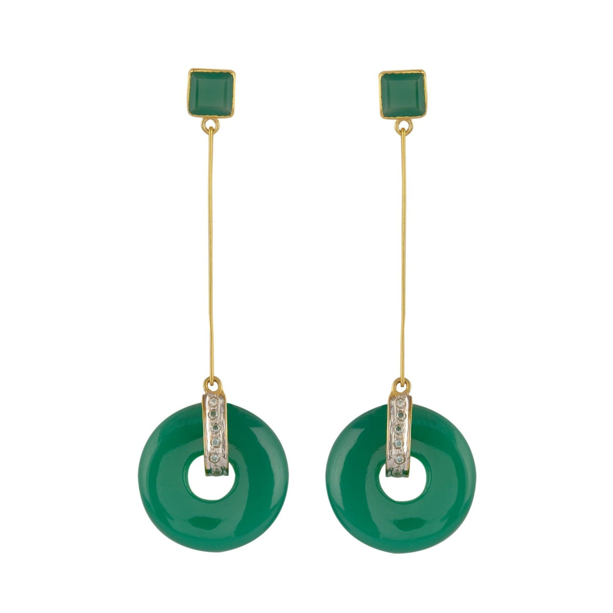 Green Disc Earrings