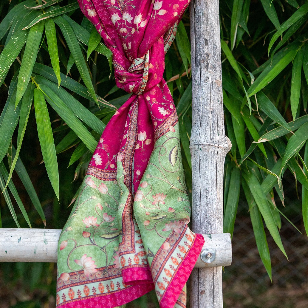PINK LOTUS SILK SCARF