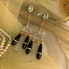 Long Black Bud Earrings