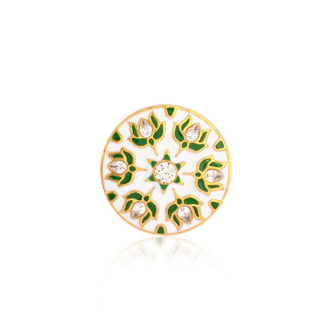 IVORY AND GREEN LOTUS BUTTONS