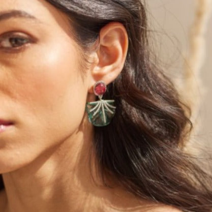Mint Half Bloom Earrings
