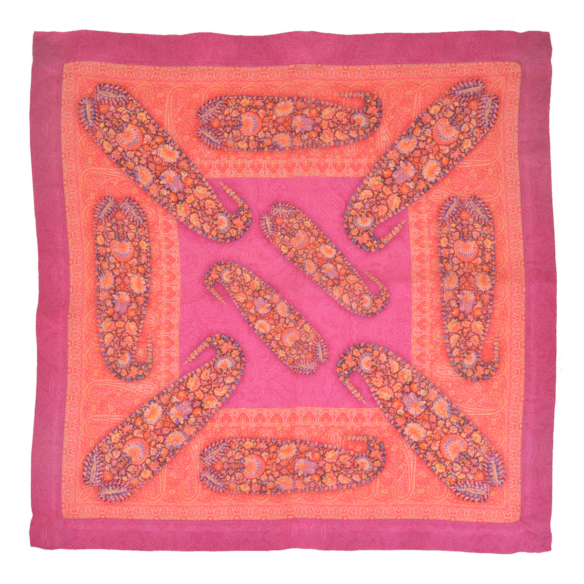 MAGENTA PAISLEY POCKET SQUARE