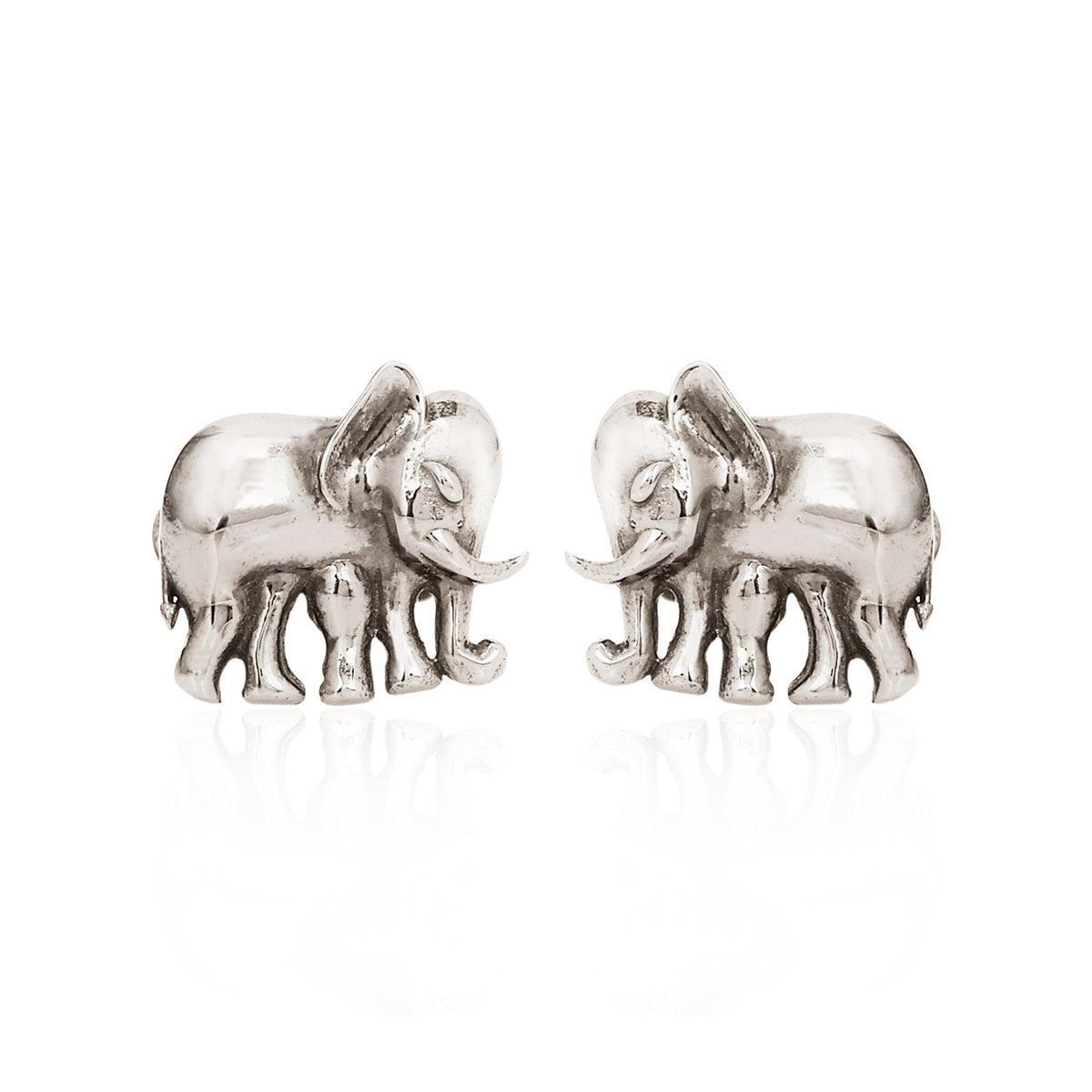 Silver Cut-Out Elephant Cufflink