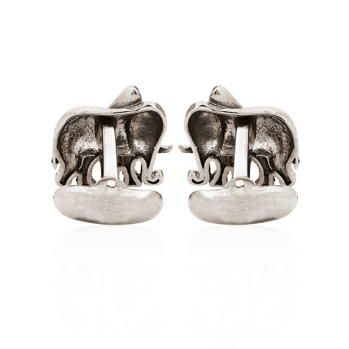 Silver Cut-Out Elephant Cufflink